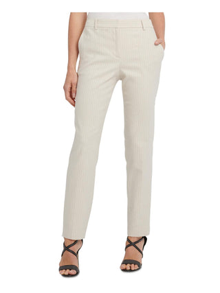 DKNY Women's Twill Pinstripe Essex Dress Pants Brown Size 4