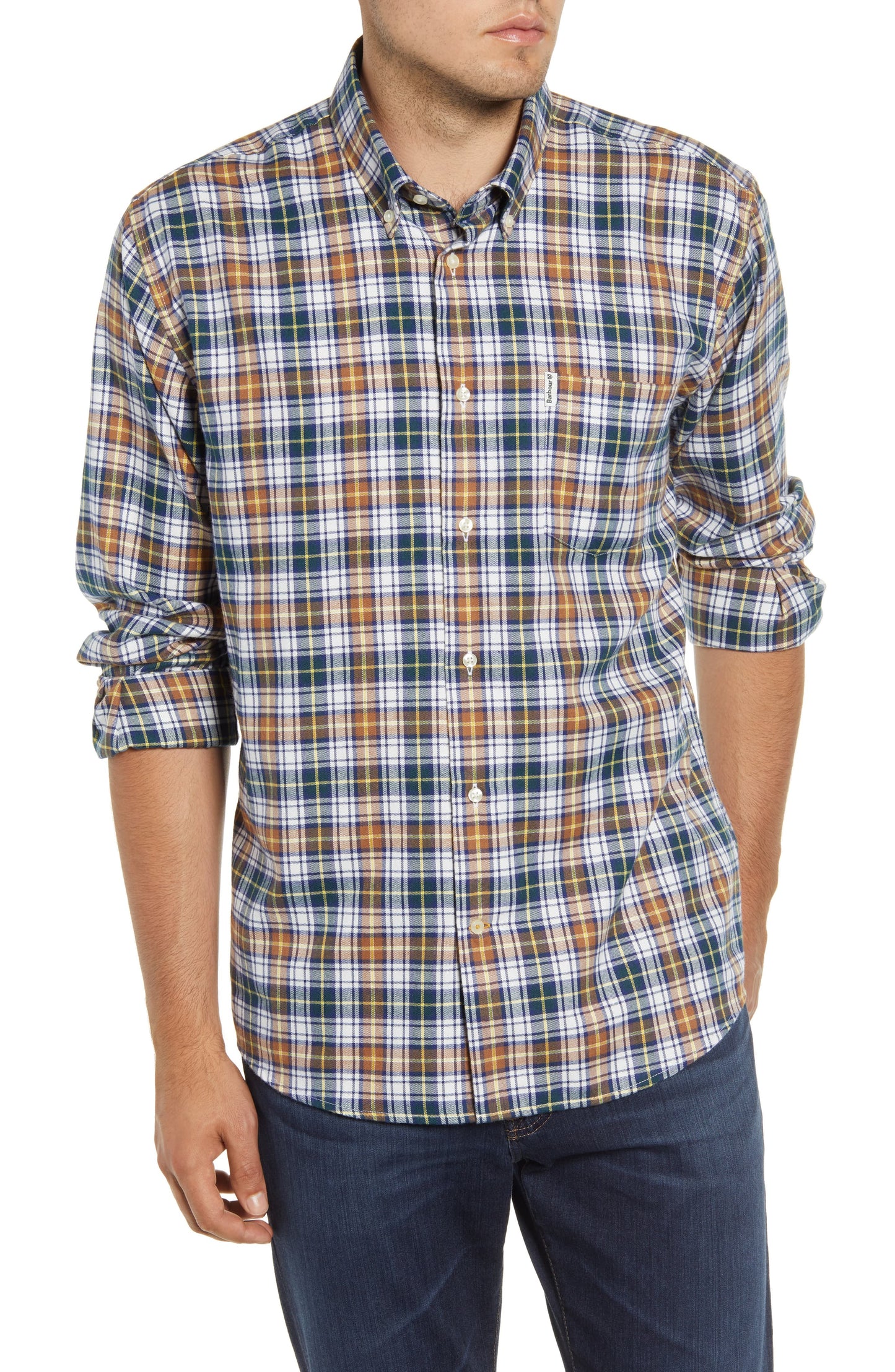 Barbour Men's Lund Thermo-tech Lund Plaid Shirt Brown Size XXL