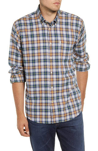 Barbour Men's Lund Thermo-tech Lund Plaid Shirt Brown Size XXL