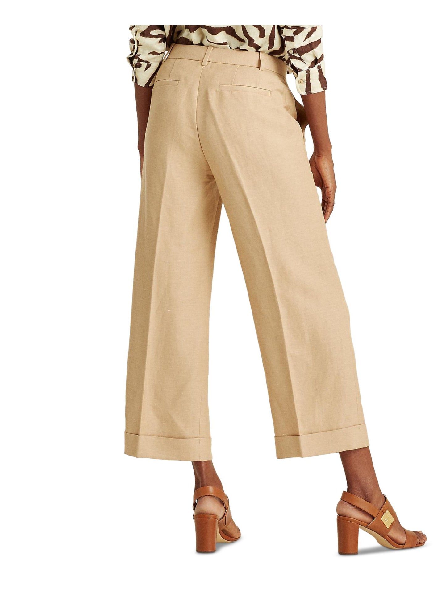 Lauren Ralph Lauren Women's High-Rise Wide-Leg Pants Brown Size 12