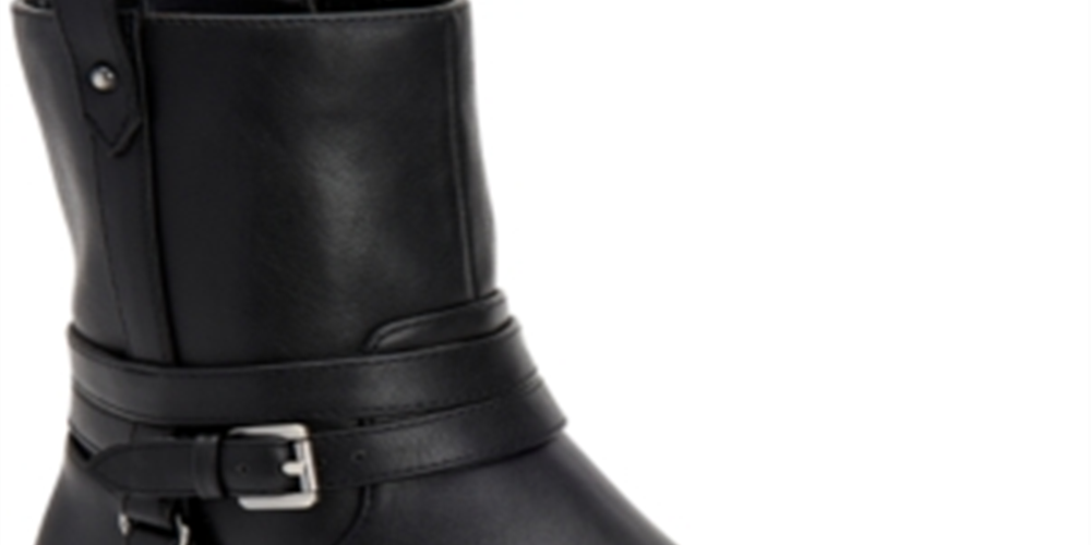 Style & Co Women's Buckle Accent Padded State Round Toe Block Heel Zip up Booties Black Size 7 M