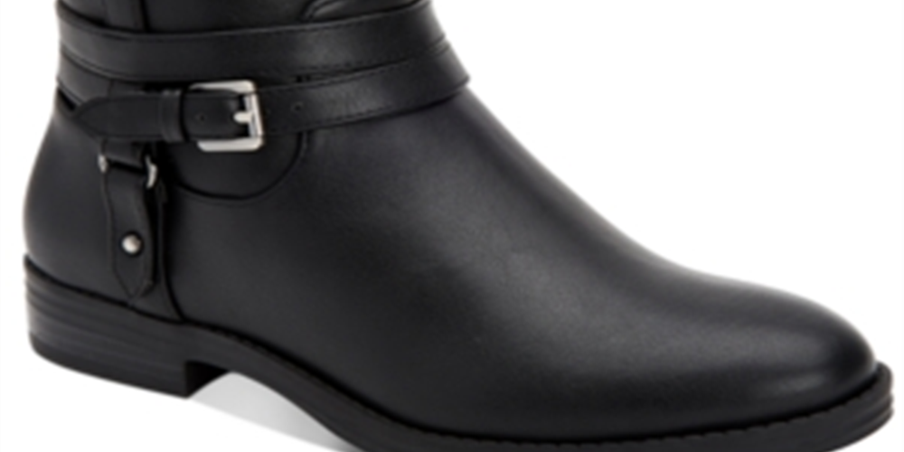 Style & Co Women's Buckle Accent Padded State Round Toe Block Heel Zip up Booties Black Size 7 M