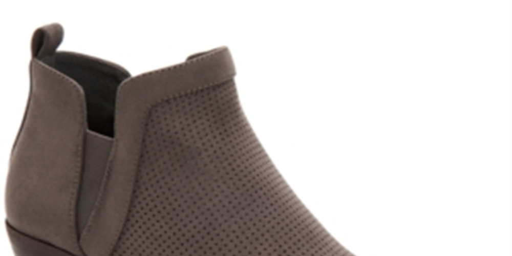 Style & Coy Women's Perforated Stretch Gore Myrrah Almond Toe Block Heel Booties Gray Size 9.5 M