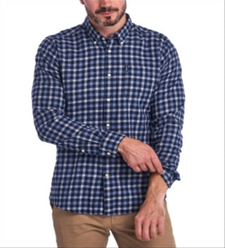 Barbour Men's Plaid Collared Work Dress Shirt Blue Size XX-Large
