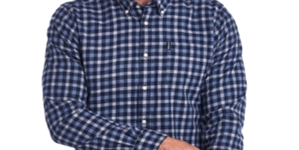 Barbour Men's Plaid Collared Work Dress Shirt Blue Size XX-Large