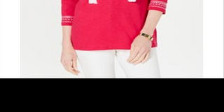 Charter Club Women's Cotton Embroidered Tunic Pink Size X-Large