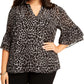 Michael Kors Women's Plus Leopard Print Blouse Black Size 3XL