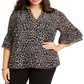 Michael Kors Women's Plus Leopard Print Blouse Black Size 3XL