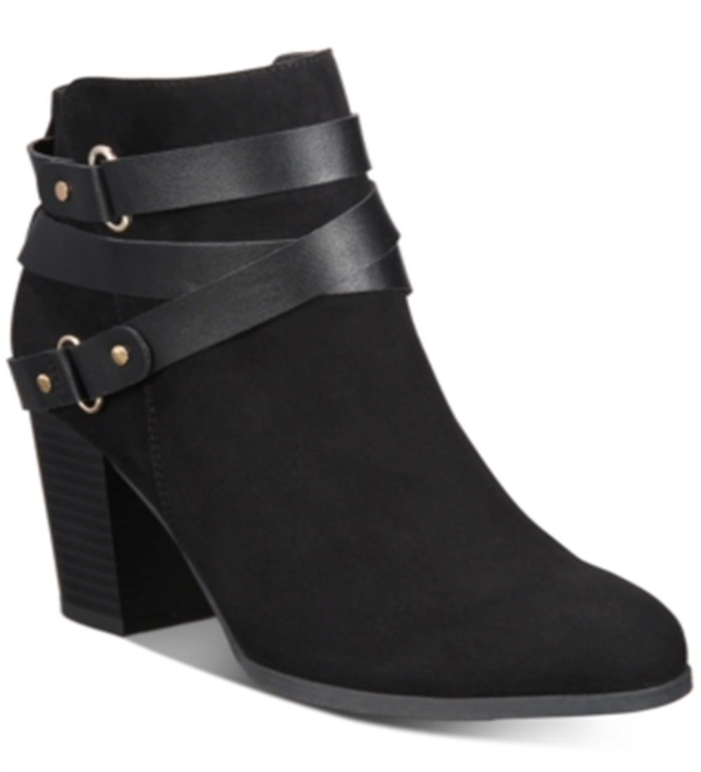 Material Girl Women's Melany Suede Closed Toe Ankle Fashion Boots Black Size 6 M