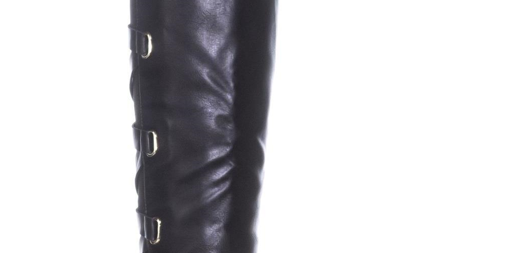 Thalia Sodi Women's Crisscross Straps Buckle Accent Strappy Veronika Almond Toe Block Heel Zip-up Boots Black Size 7.5 M