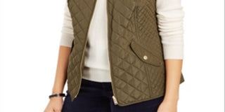 Charter Club Women's Quilted Stand-Collar Vest  Green Size Medium