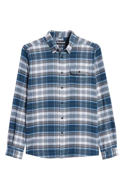 Barbour Men's Shoreham Men's Shirt Blue Steel Size Medium