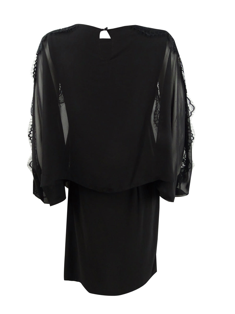 MSK Women's Sequined Lace Overlay Dress Black Size Medium