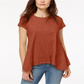 Style & Co Women's Handkerchief-Hem T-Shirt  Orange Size XL