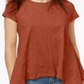 Style & Co Women's Handkerchief-Hem T-Shirt  Orange Size XL