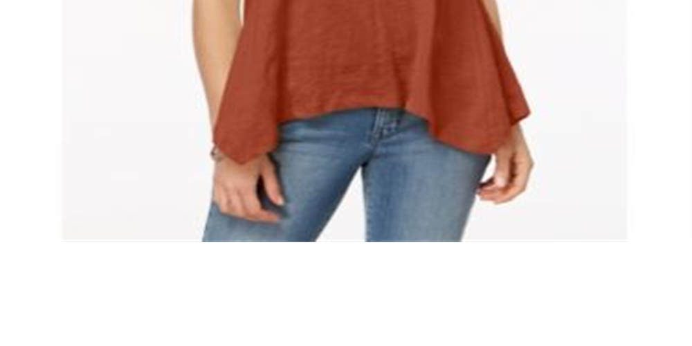 Style & Co Women's Handkerchief-Hem T-Shirt  Orange Size XL