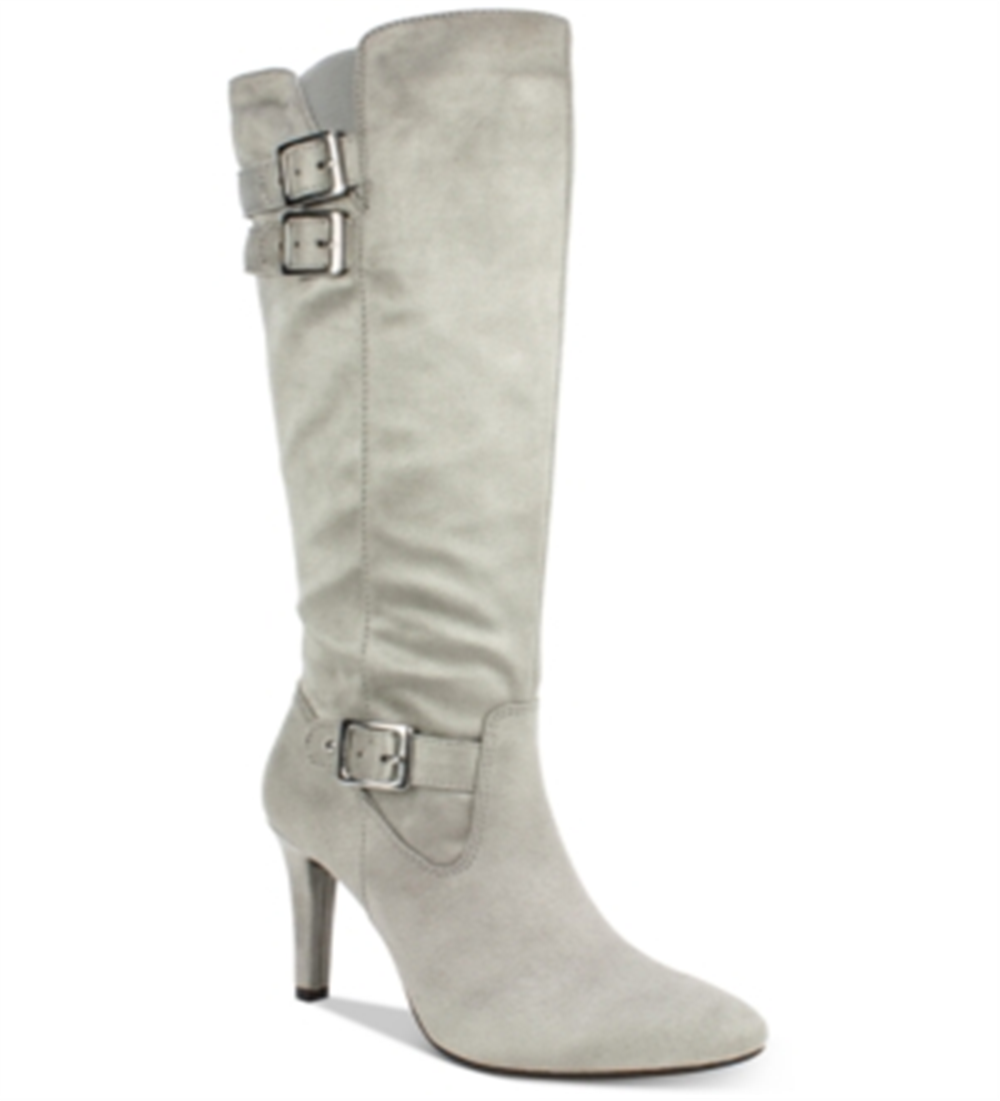 Rialto Women's Cahoon Buckle Dress Boots Light Grey Size 6.5 M