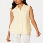 Charter Club Women's Pique Sleeveless Shirt  Lemon Spritz Yellow Size 14