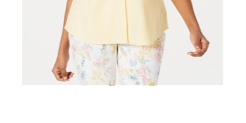 Charter Club Women's Pique Sleeveless Shirt  Lemon Spritz Yellow Size 14