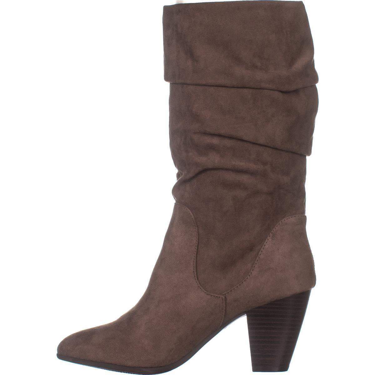 ESPRIT Women's  Oliana Folded Top Block Heel Mid Calf Boots Brown Size 8.5