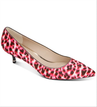 Kenneth Cole New York Women's Leopard Print Cushioned Morgan Pointy Toe Kitten Heel Slip on Dress Pumps Pink Size 6.5M