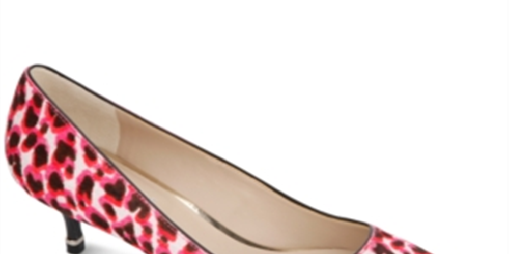 Kenneth Cole New York Women's Leopard Print Cushioned Morgan Pointy Toe Kitten Heel Slip on Dress Pumps Pink Size 6.5M