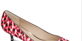 Kenneth Cole New York Women's Leopard Print Cushioned Morgan Pointy Toe Kitten Heel Slip on Dress Pumps Pink Size 6.5M