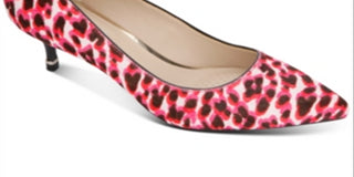 Kenneth Cole New York Women's Leopard Print Cushioned Morgan Pointy Toe Kitten Heel Slip on Dress Pumps Pink Size 6.5M
