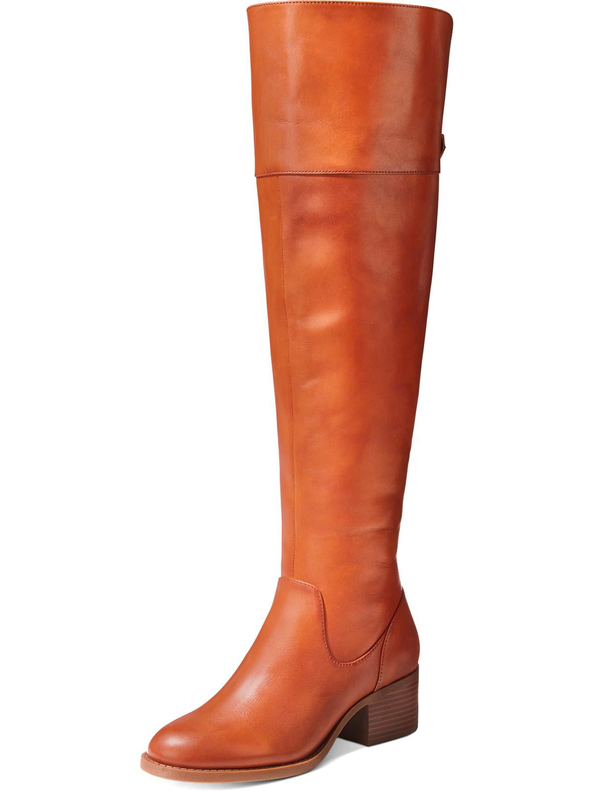 INC International Concepts Women's Karmenn Leather Tall Over the Knee Boots Brown Size 9.5 M