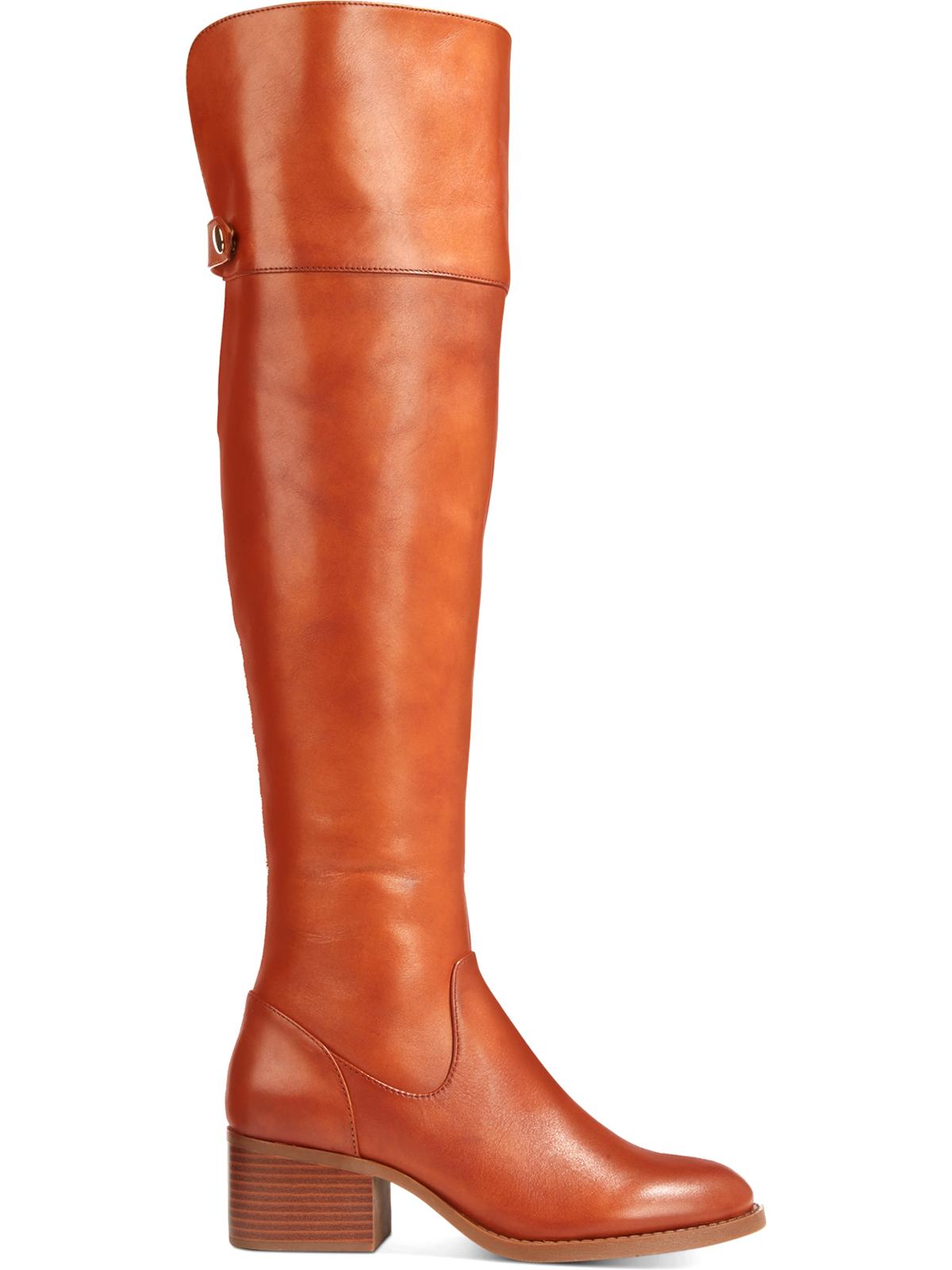 INC International Concepts Women's Karmenn Leather Tall Over the Knee Boots Brown Size 9.5 M