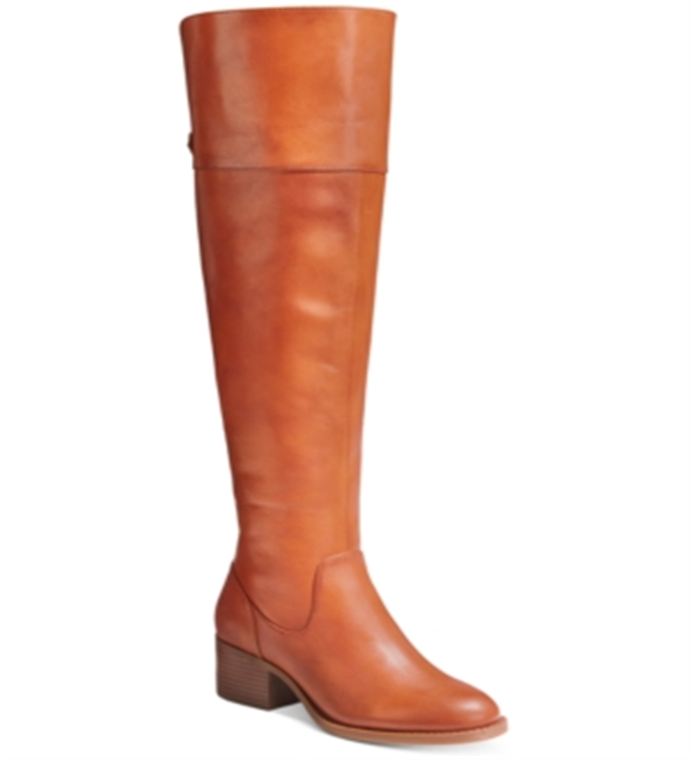 INC International Concepts Women's Karmenn Leather Tall Over the Knee Boots Brown Size 9.5 M