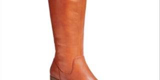 INC International Concepts Women's Karmenn Leather Tall Over the Knee Boots Brown Size 9.5 M