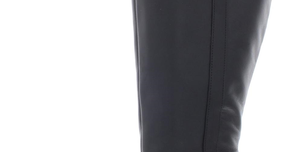 Giani Bernini Womens Rozario Leather Almond Toe Knee High, Black, Size 9