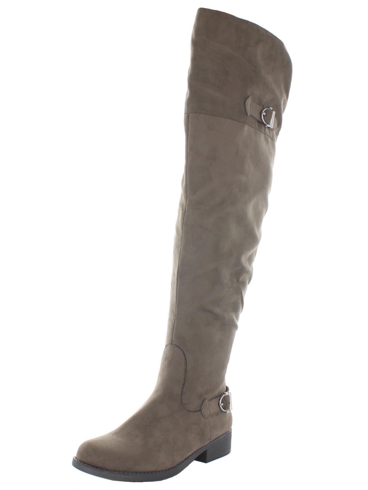 American Rag Women's Adarra Buckle Stacked Heel Over the Knee Boots Brown Size 8.5 M