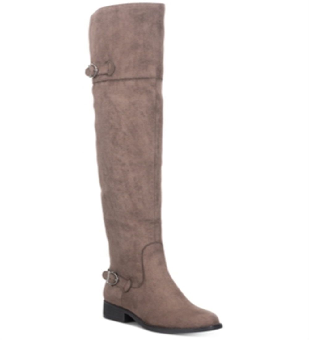 American Rag Women's Adarra Buckle Stacked Heel Over the Knee Boots Brown Size 8.5 M