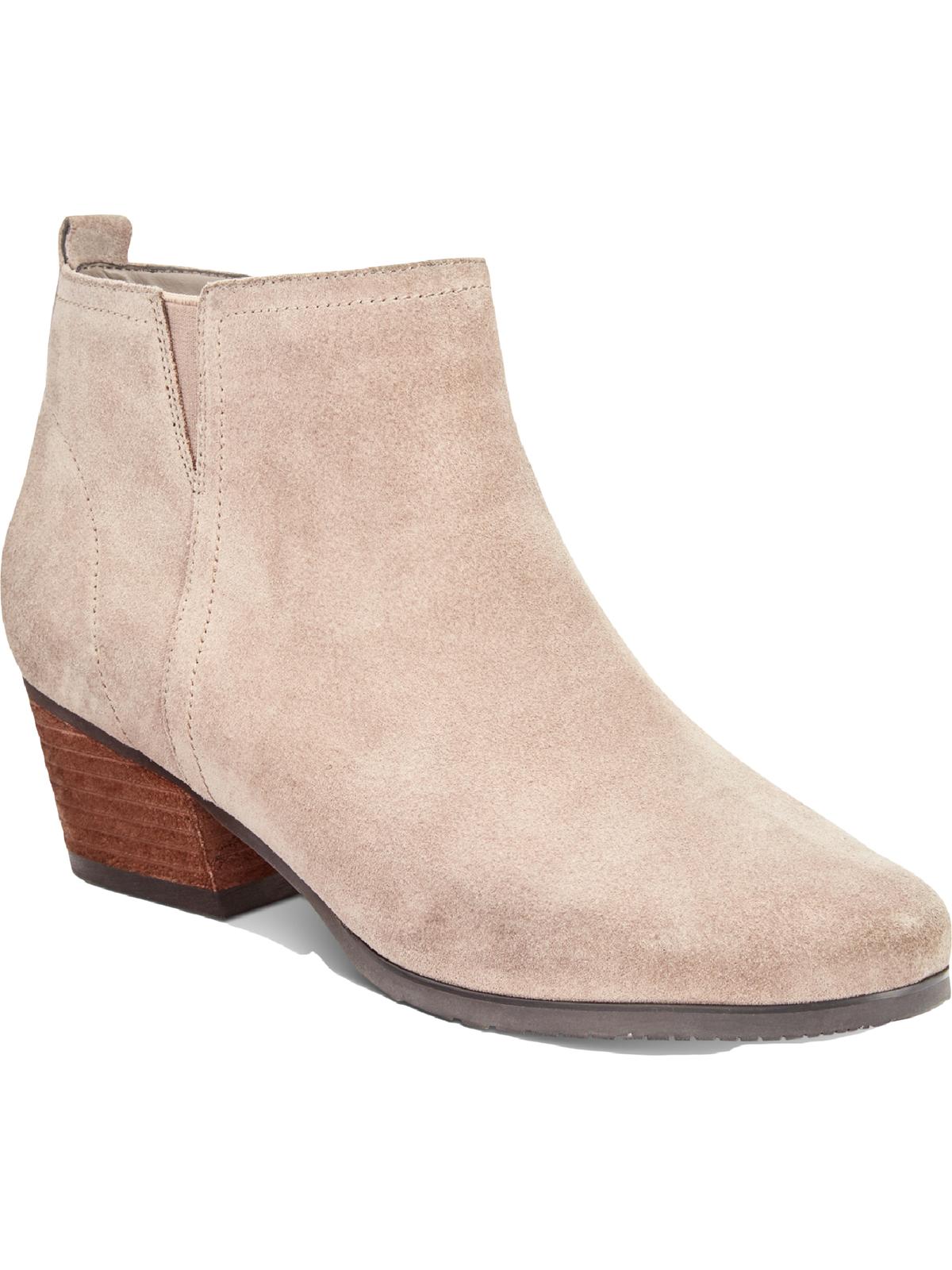 Aqua College Women's Flex Gore Comfort Waterproof Cushioned Isla Round Toe Block Heel Zip up Leather Booties Brown Size 5.5 M