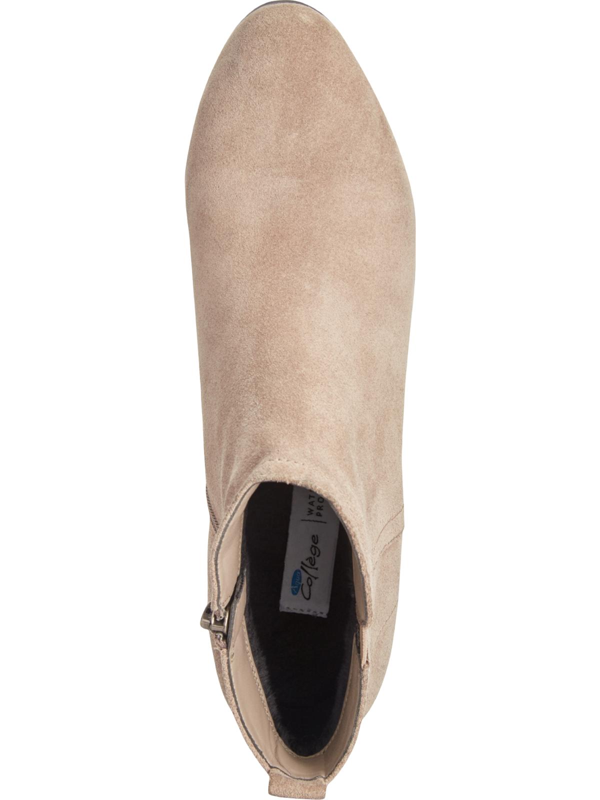 Aqua College Women's Flex Gore Comfort Waterproof Cushioned Isla Round Toe Block Heel Zip up Leather Booties Brown Size 5.5 M