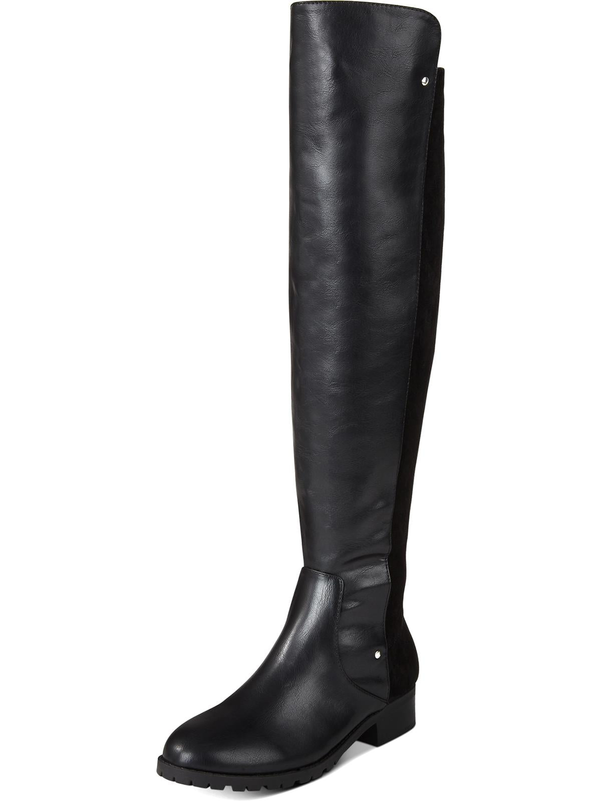 Material Girl Women's Webby Over-The-Knee Bo Black Smooth Size 8.5M