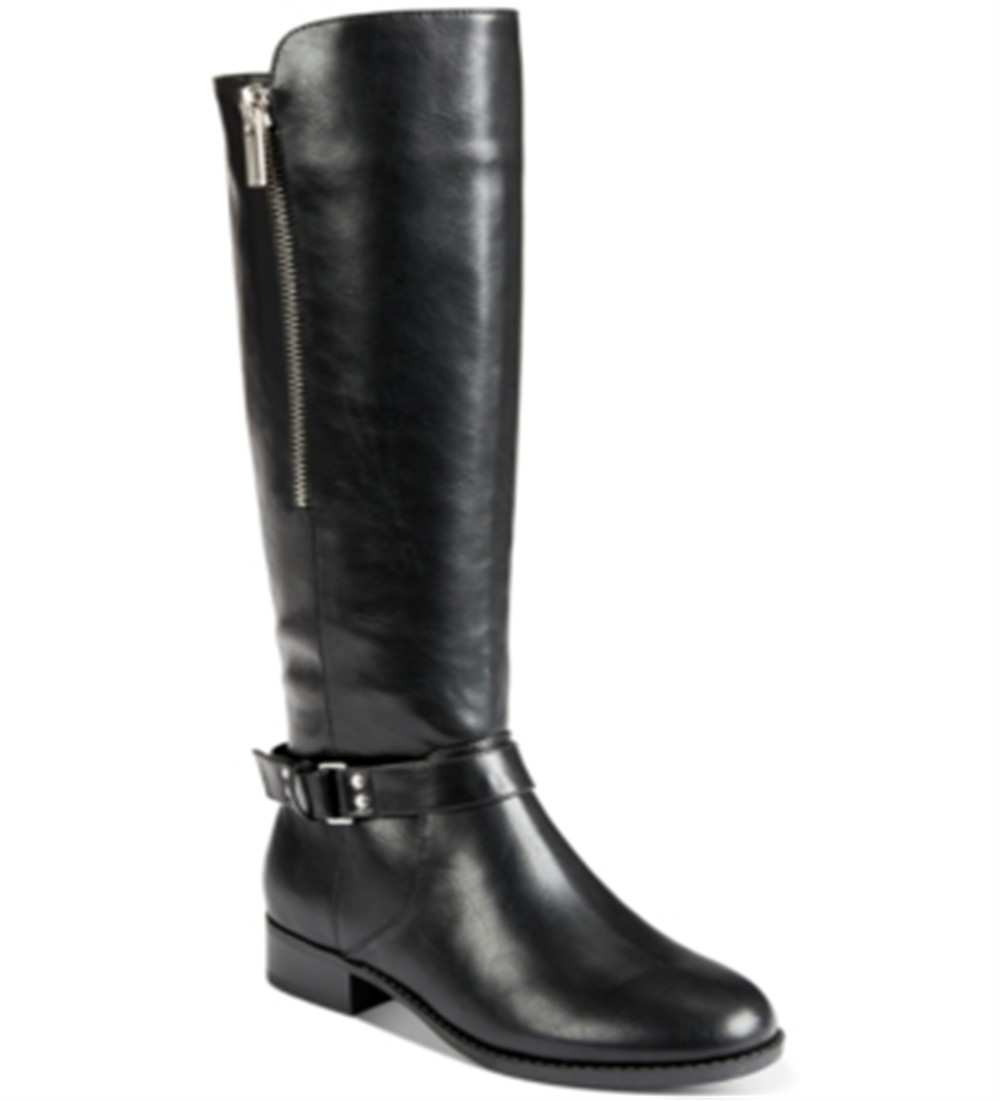 Material Girl Women's Winnnie Faux Leather Tall Riding Boots Black Size 5 M