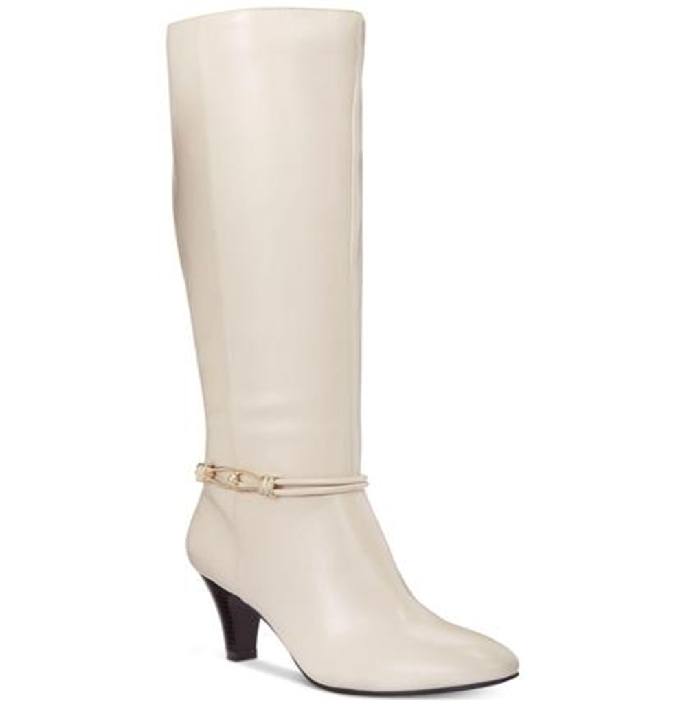 Karen Scott Women's Hollee Wide Calf Dress Boots White Size 8.5 M-WC