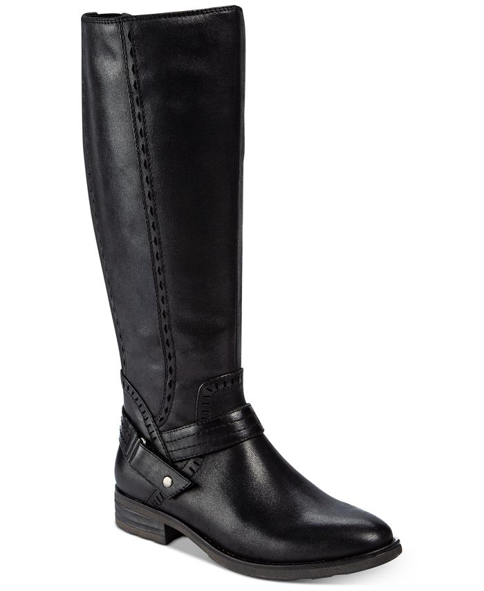 Baretraps Women's Abram Laser Cut Mixed Media Riding Boots Black Size 9.5M