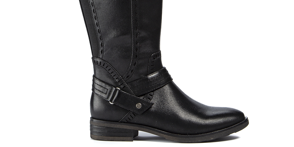 Baretraps Women's Abram Laser Cut Mixed Media Riding Boots Black Size 9.5M