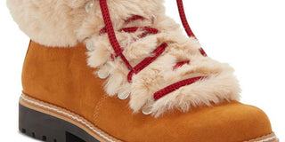 INC Women's Pravale Faux Fur Lace-up Winter Boots Brown Size 6.5 M