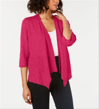Alfani Women's  Petite Open-Front Cardigan Flamenco Pink Size PL