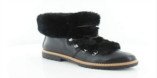 INC Women's Platform Fur Trim Comfort Pravale Round Toe Block Heel Lace-up Snow Boots Black Size 7 M