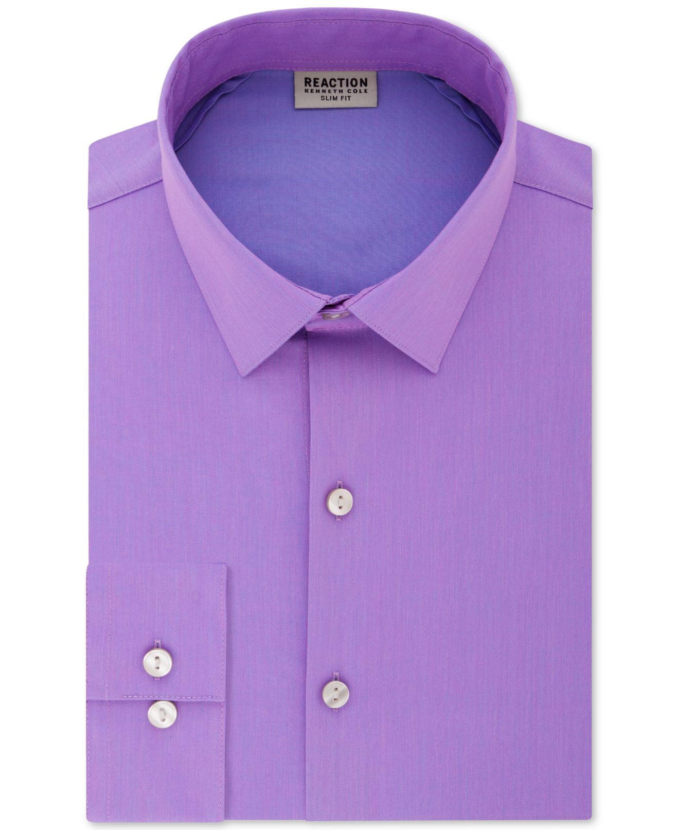 Kenneth Cole Reaction Men's All Day Flex Performance Stretch Solid Dress Shirt Thistle Purple Size 15X34-35
