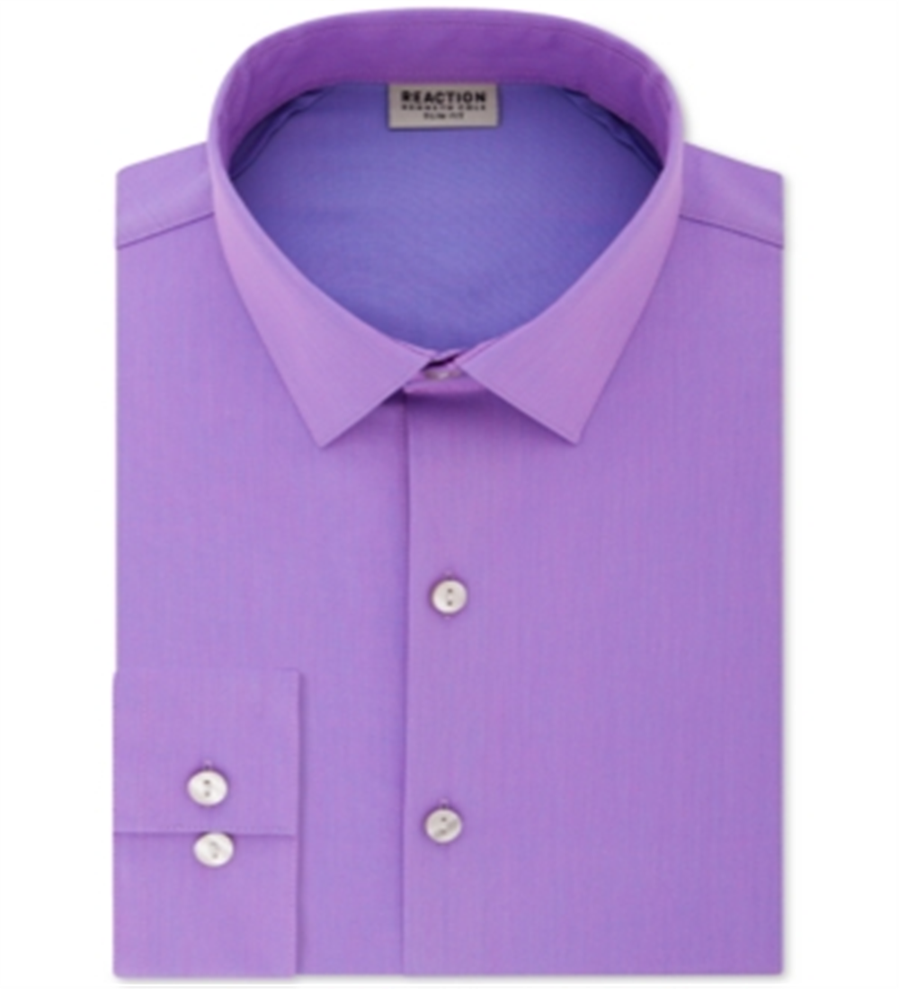 Kenneth Cole Reaction Men's All Day Flex Performance Stretch Solid Dress Shirt Thistle Purple Size 15X34-35
