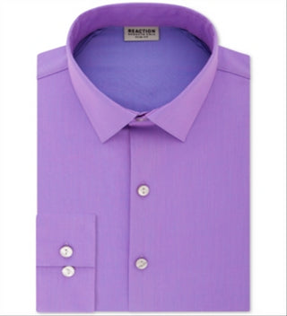 Kenneth Cole Reaction Men's All Day Flex Performance Stretch Solid Dress Shirt Thistle Purple Size 15X34-35