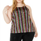 INC Women's Plus Sequin Striped Halter Top Black Size -3X