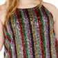 INC Women's Plus Sequin Striped Halter Top Black Size -3X